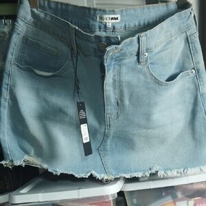 Fashion Nova Light Blue Denim Mini Skirt